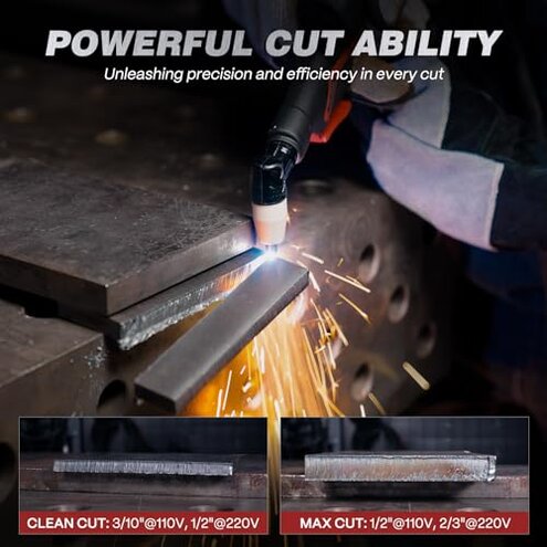 ARCCAPTAIN Plasma Cutter, [Large LED Display] 50Amps Cutter Machine with 110/220V Dual Voltage DC Inverter IGBT 1/2 Inch Clean Cut Post Flow and 2T/4T, for Beginners DIY