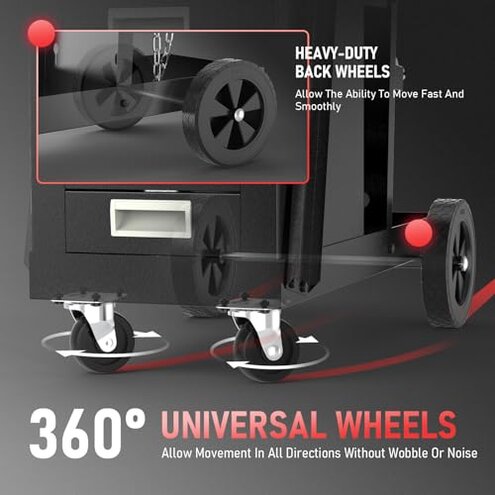 YESWELDER Welding Cart with 4 Drawers for MIG Welder TIG Welder and Plasma Cutter, Heavy Duty Large Storage 360° Rolling Welding Trolley