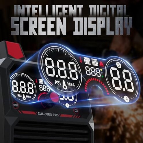 YESWELDER Plasma Cutter 60Amp Non-High Frequency Non-Touch Pilot Arc, Digital Display DC Inverter 110/220V Dual Voltage Blowback Plasma Cutting Machine CUT-60DS PRO