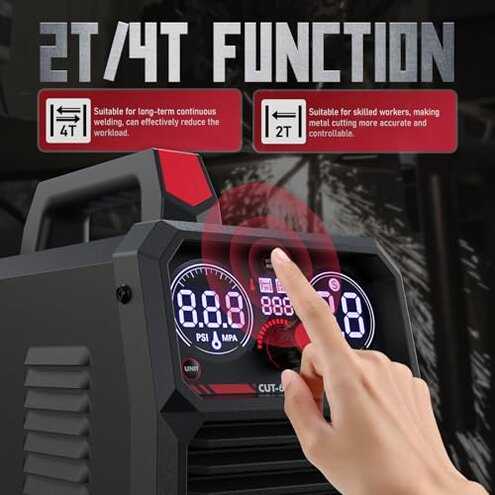 YESWELDER Plasma Cutter 60Amp Non-High Frequency Non-Touch Pilot Arc, Digital Display DC Inverter 110/220V Dual Voltage Blowback Plasma Cutting Machine CUT-60DS PRO