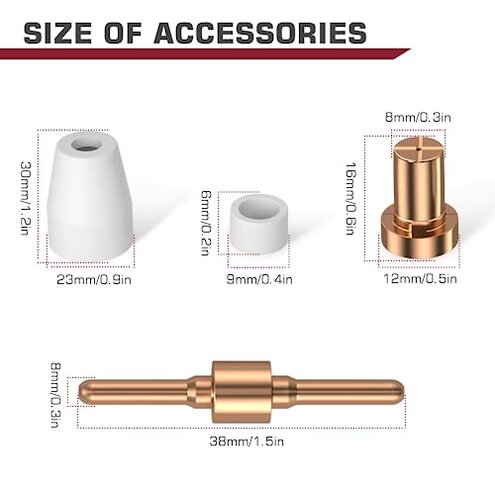 ARCCAPTAIN 110PCS PT31 Plasma Cutting Consumables Fit CUT-45 CUT-50 CT-312 MIG205 MP with Plasma Cutter Torch PT-31 JG-40 LG-40