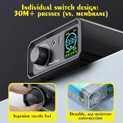 AWithZ 9000W Battery Spot Welder, Rotary Knob Operation 100 Gears Adjustable Foot Pedal Operated, 0.1-0.3mm Spot Welder with Dual Pulse Output, Portable Spot Welder for Making DIY Battery Packs (UK1)