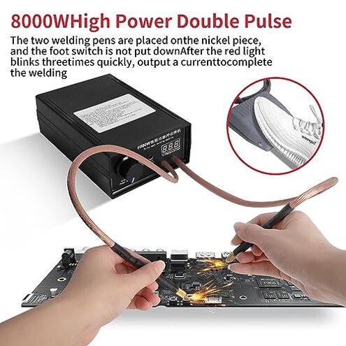 8000W Spot Welder,Handheld Spot Welder,Portable Spot Welder Machine DIY Kit,High Power Handheld Spot Welding Machine,with nickel strip and spot welding pen,for 18650 Battery Pack Welding Tools