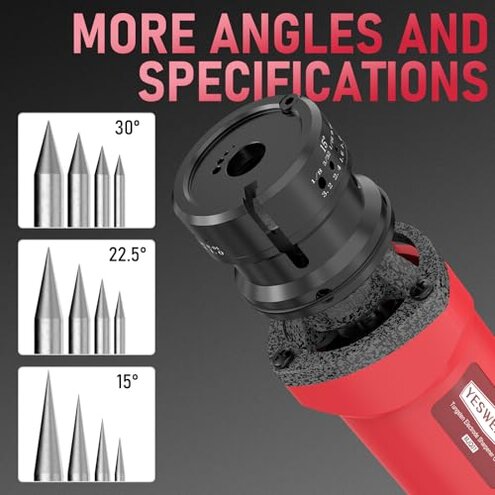 YESWELDER Tungsten Electrode Sharpener Grinder For TIG welding, Handheld Electric, 110V TIG Welding Rotary Tool With Flat Grinding Block Cut-Off Slot, 4 Sizes 3 Angles