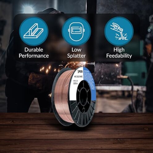 PGN Solid MIG Welding Wire - ER70S-6 .035 Inch - 10 Pound Spool - Mild Steel MIG Wire with Low Splatter and High Levels of Deoxidizers - For All Position Gas Welding