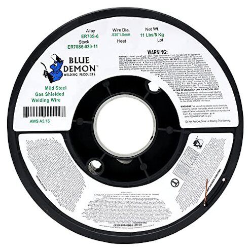 Blue Demon ER70S6 X .030 X 11 LB MIG/GMAW Carbon Steel Welding Wire, All Position, Low Spatter, Formulated to Provide Porosity-Free, X-Ray Quality Welds, 0.03 dia