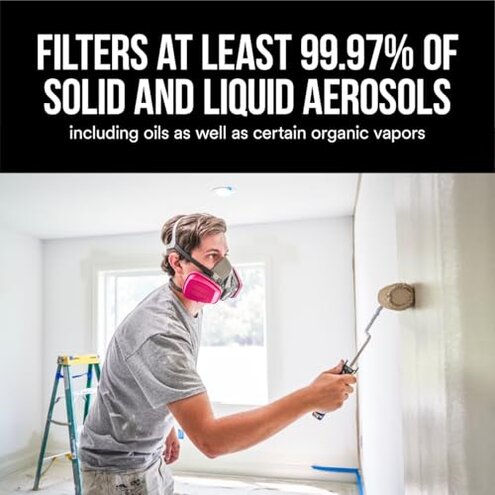 3M P100/OV Odor/Particulate Multi-Purpose Reusable Respirator 65021, Medium Size, NIOSH-APPROVED Organic Vapor Cartridge & P100 Rated Filters, Flexible, Thermoplastic Faceseal For Comfort (65021H1-DC)