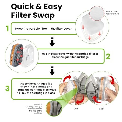 AirGearPro G-500 Reusable Respirator Mask with A1P2 Filters | Anti-Gas, Anti-Dust | Gas Mask Ideal for Painting, Woodworking, Construction, Sanding, Spraying, Chemicals, DIY etc