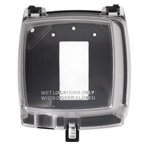 Intermatic WP1050 4-3/4" Deep Weatherproof Outlet Cover – Clear, GFCI & Round, Vertical Mount, UL Certified - Accommodates Single Device Configuration On Larger Double Gang 4"x4" Boxes
