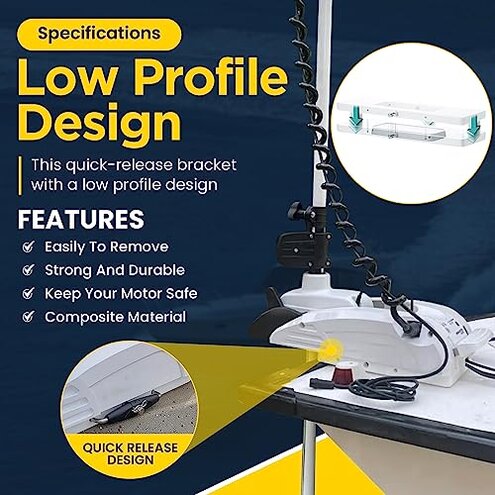 For Minn Kota Quick Release Bracket RTA 17 1854017 Compatible with Riptide Terrova, Ulterra, PowerDrive V2, Deckhand 40 Motor, for Riptide Electric Steer Trolling Motor Mount Plate, White