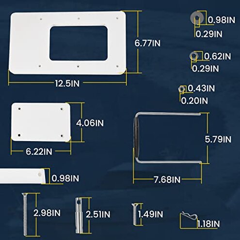 For Minn Kota Quick Release Bracket RTA 17 1854017 Compatible with Riptide Terrova, Ulterra, PowerDrive V2, Deckhand 40 Motor, for Riptide Electric Steer Trolling Motor Mount Plate, White