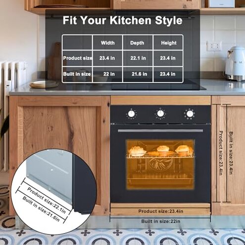 Midea 24" Mechanical Single Wall Oven, 2.5 Cu. Ft.-Capacity, Built-in Oven with 8-in-1 Cooking Modes, Stainless Steel