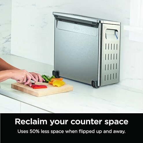 Ninja Flip Toaster Oven&Air Fryer, 8-in-1 Functionality, Flip Up&Away Capability for Storage Space, LargeCapacity, Air Fry Basket, SheetPan, Wire Rack&Removable Crumb Tray, Stainless,1800 watts, SP151