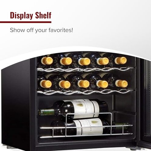 Wine Enthusiast 32-Bottle Dual Zone MAX Compressor Wine Cooler – Freestanding Mini Fridge with Digital Touchscreen, LED Display, Split Storage for Red & White Wines, Matte Black Refrigerator Home Bar