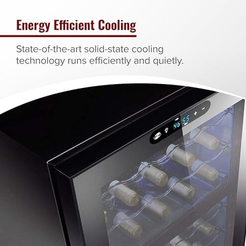 Wine Enthusiast 32-Bottle Dual Zone MAX Compressor Wine Cooler – Freestanding Mini Fridge with Digital Touchscreen, LED Display, Split Storage for Red & White Wines, Matte Black Refrigerator Home Bar