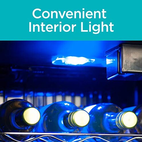 BLACK+DECKER 26 Bottle Wine Fridge with Interior Light and Mechanical Temperature Control, Compressor Cooling Wine Cooler Refrigerator with 4 Wine Racks and 1 Flat Shelf, Wine Bottle Chiller