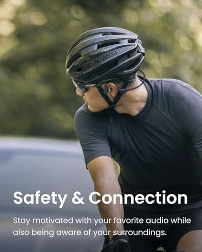 SHOKZ OpenRun Bone Conduction Headphones,Open-Ear Bluetooth Wireless Sport Headphones for Running & Workout,Sweat Resistant, Long 8H Playtime,Mic,Hair Band-Standard-Black