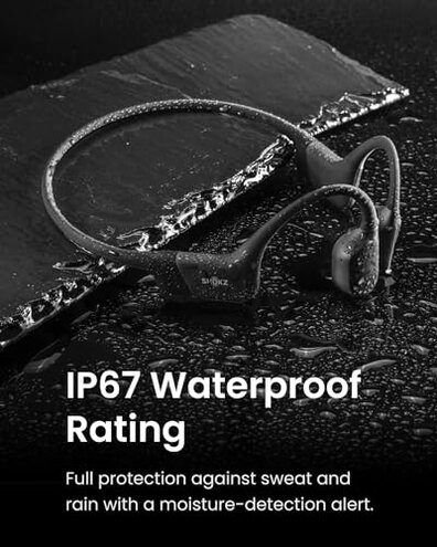 SHOKZ OpenRun Bone Conduction Headphones,Open-Ear Bluetooth Wireless Sport Headphones for Running & Workout,Sweat Resistant, Long 8H Playtime,Mic,Hair Band-Standard-Black