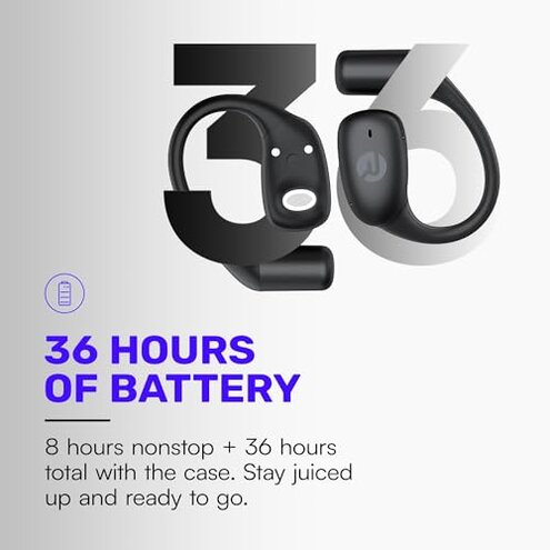 Raycon Essential Open Earbuds – True Wireless Open Ear Bluetooth 6.0 Headphones, Ultra-Lightweight, Comfort Hook Design, IPX5 Water Resistant, 36 Hours of Battery Life (Black)