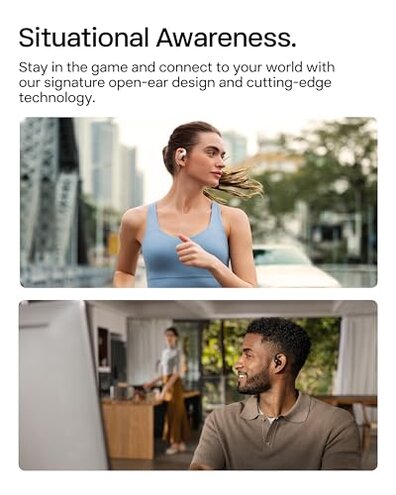 SHOKZ OpenFit 2 Open-Ear Headphones,True Wireless Bluetooth Earphones with Microphone,Earhook Earbuds with 48 Hours of Playtime,Fast Charging,IP55 Water-Resistant,with Carrying Bag,Black,Bluetooth5.4