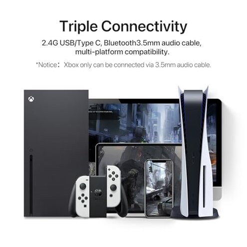 YOWU Cat Ear Headphones 4GS -Wireless Bluetooth Noise Cancelling Headphones, RGB Gaming Headset with Mic & 2.4G USB/Type C Dongle for PC/PS4/PS5/XBOX/Switch