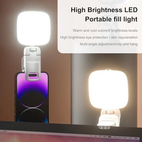 MACTREM 168 LED Selfie Light for iPhone,Portable Phone Light Clip, 3000Mah 3 Modes Rechargeable Alix Earle Lighting for Video Recording,for iPhone,Camera,Laptop,iPad,Video Conference,TikTok,Makeup