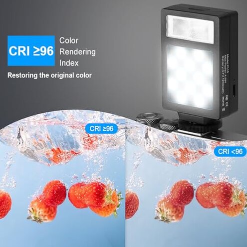 Wisoqu Led Video Light Camera Flash, 12 White LED Beads & 13 Yellow LED Beads Fill Light with 2500K - 6500K for Digital Cameras, Phone, Photography, Live Streaming