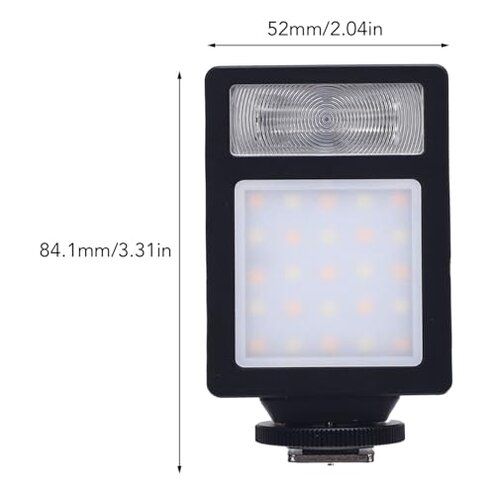 Wisoqu Led Video Light Camera Flash, 12 White LED Beads & 13 Yellow LED Beads Fill Light with 2500K - 6500K for Digital Cameras, Phone, Photography, Live Streaming