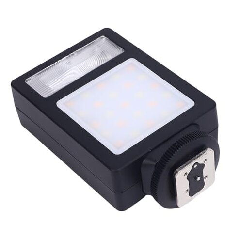 Wisoqu Led Video Light Camera Flash, 12 White LED Beads & 13 Yellow LED Beads Fill Light with 2500K - 6500K for Digital Cameras, Phone, Photography, Live Streaming