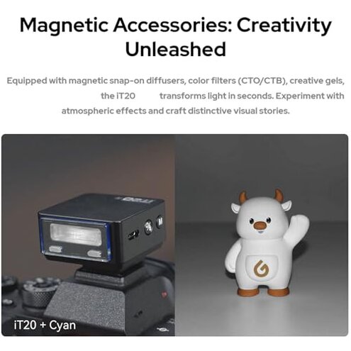 GODOX iT20S Mini Camera Flash iT20 for Sony with TTL Auto-Metering 1.5s Recycling 700 Flashes Built-in Lithium Battery with Magnetic Diffuser Filters Compatible with Mirrorless Sony Camera Black