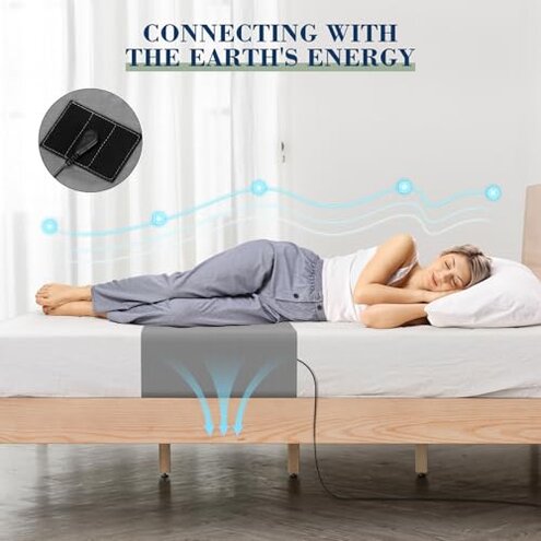 Grounding Sheets King 20% Silver Fiber 80% Organic Cotton with Outlet Tester and Test Pen, Grounded Bed Sheet Kit Earth Connected Bedding(Gray, King)