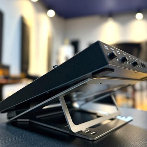 Musiin Drum Controller Foldable Stand Compatible with NI Maschine MK3,Ableton Push3, Akai MPC One+,MPC Live 3,Behringer Mixer lift adjustable,Solid Aluminum Portable Folding Stand for Home Studio