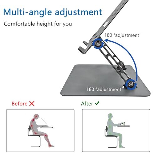 Musiin Home Studio Small Desktop Mixer Stand, Aluminum Portable Folding Heat Dissipation Lift Stand, Compatible with Nektar Panorama CS12, Rode RODECaster Pro II, Tascam Mixcast 4 (Gray)