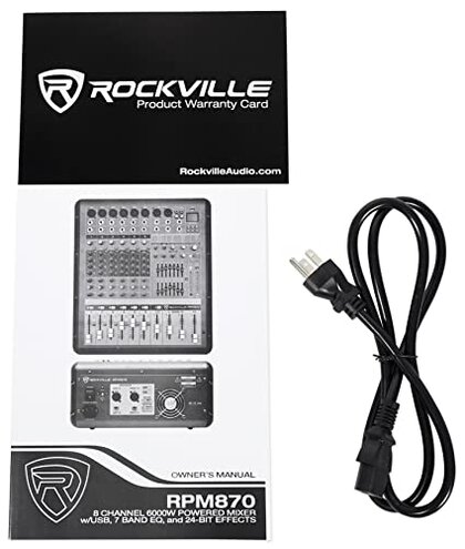Rockville RPM870 6000w Powered Mixer, 8 Channel, 8 XDR2 Mic Pres, USB, 24-Bit Effects, Bluetooth, for Live Bands and DJs