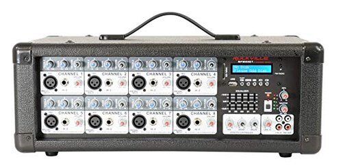 Rockville RPM80BT 2400W Powered 8 Channel Mixer/Amplifier, Bluetooth, EQ, Reverb/Delay, USB, Phantom Power, for Live Sound and Studio Use
