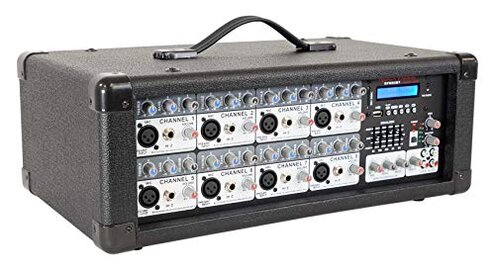 Rockville RPM80BT 2400W Powered 8 Channel Mixer/Amplifier, Bluetooth, EQ, Reverb/Delay, USB, Phantom Power, for Live Sound and Studio Use