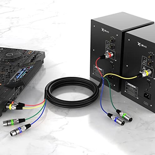 EBXYA 6Ft XLR Snake Cable 4 Channel - Premium Balanced Microphone Patch Cable XLR Male to Female for Live, Recording, Studios, 2 Pack