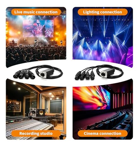 Jamesin XLR Snake Cable to Ethercon Cable, 4 Channel 3-pin Multi Network Snake Receiver,with Cat5/cat6 Network Snake Receiver, for Stage and Recording Studio,3 Feet (1 Male+1 Female)