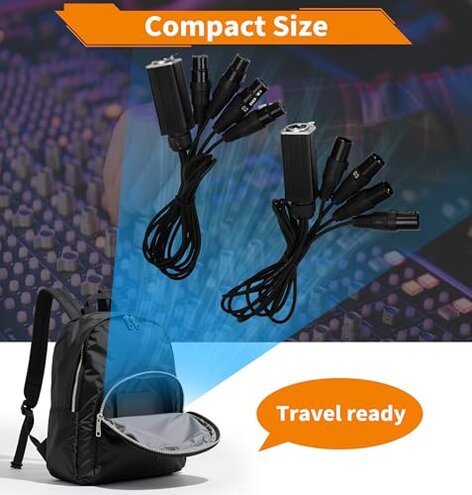 Jamesin XLR Snake Cable to Ethercon Cable, 4 Channel 3-pin Multi Network Snake Receiver,with Cat5/cat6 Network Snake Receiver, for Stage and Recording Studio,3 Feet (1 Male+1 Female)