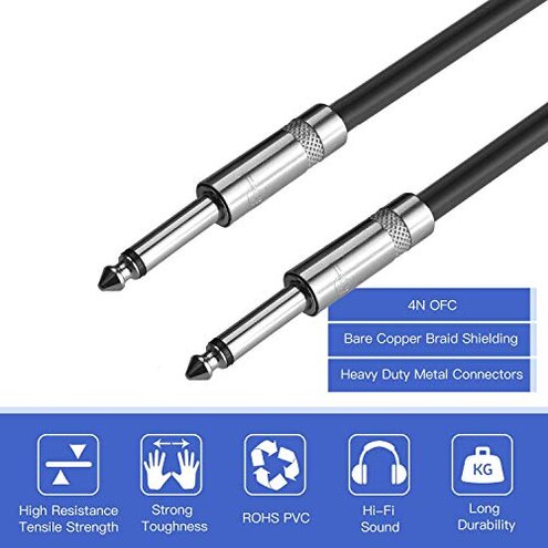 Yuyaokk 2Pack 25 ft Speaker Cables, True 12AWG Patch Cords, 1/4 Inch Male DJ/PA Audio Speaker Cable 12 Gauge Wire