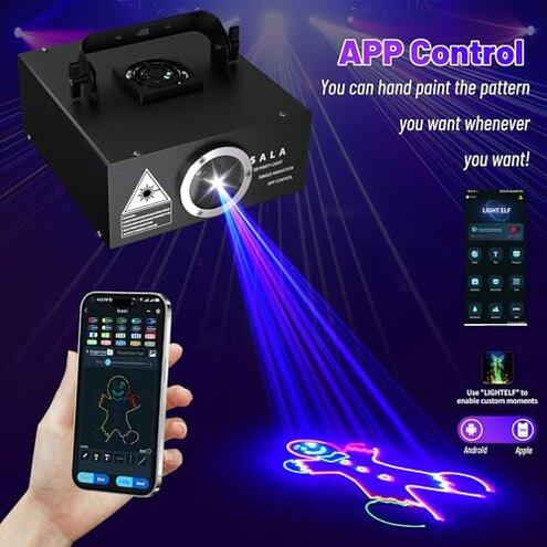DJ Laser Light with App Control, 3D Animation Laser Projector for Party, Supports Custom Drawings, Text Playback, Personalized Programming, Sound Activated Laser Machine for Stage, Disco, KTV, Bar