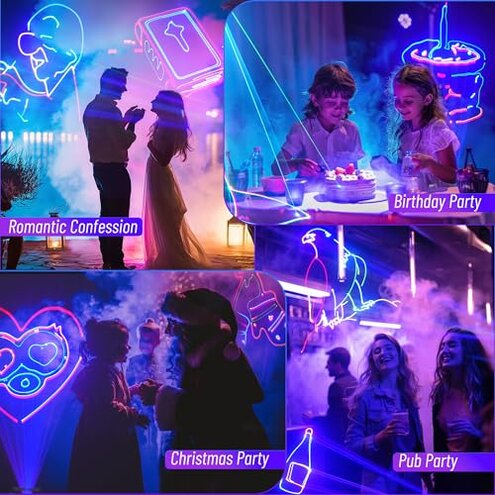 DJ Laser Light with App Control, 3D Animation Laser Projector for Party, Supports Custom Drawings, Text Playback, Personalized Programming, Sound Activated Laser Machine for Stage, Disco, KTV, Bar