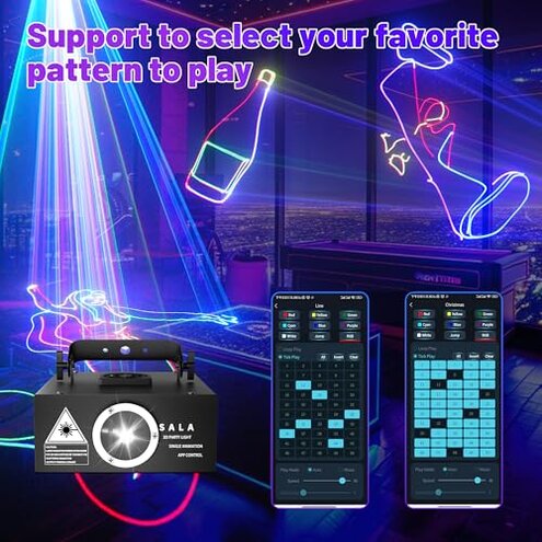 DJ Laser Light with App Control, 3D Animation Laser Projector for Party, Supports Custom Drawings, Text Playback, Personalized Programming, Sound Activated Laser Machine for Stage, Disco, KTV, Bar