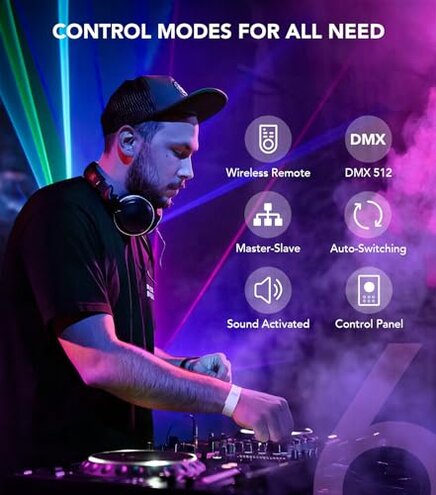 KeoBin DJ Light with Stand, Pro 6 in 1 DMX & Sound Activated Laser Show Machine with Disco Ball Lights, RGBW & UV Strobe Party Lights with Dj Light Stand for Home Party Gig Bar Stage Lighting