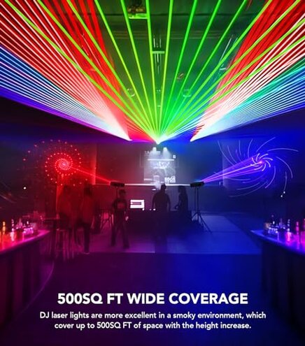 KeoBin DJ Light with Stand, Pro 6 in 1 DMX & Sound Activated Laser Show Machine with Disco Ball Lights, RGBW & UV Strobe Party Lights with Dj Light Stand for Home Party Gig Bar Stage Lighting