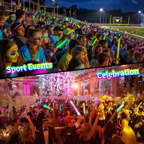 MROKO 25-200 Pcs Custom LED Foam Glow Sticks Set-Suit for Party, Wedding, Birthday, Concert, Sport Game and Celebration- 3 Lighting Modes