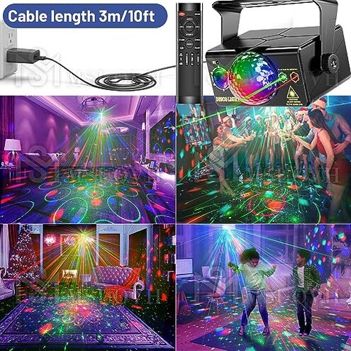 Party Lights Disco Light, Disco Ball Sound Activated Strobe & Dj Lighting with Remote Control - Stage Rave Lights for Parties, Birthday, Weddings, Bars, Clubs, Dance, Halloween & Christmas Decorations