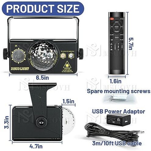 Party Lights Disco Light, Disco Ball Sound Activated Strobe & Dj Lighting with Remote Control - Stage Rave Lights for Parties, Birthday, Weddings, Bars, Clubs, Dance, Halloween & Christmas Decorations