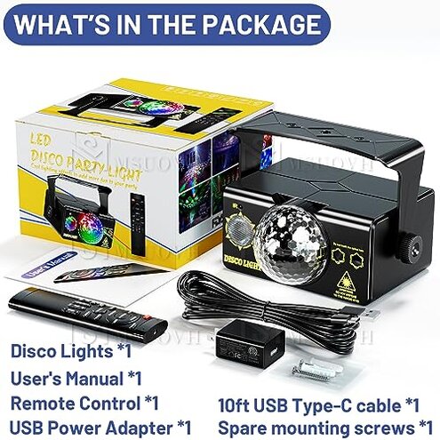 Party Lights Disco Light, Disco Ball Sound Activated Strobe & Dj Lighting with Remote Control - Stage Rave Lights for Parties, Birthday, Weddings, Bars, Clubs, Dance, Halloween & Christmas Decorations