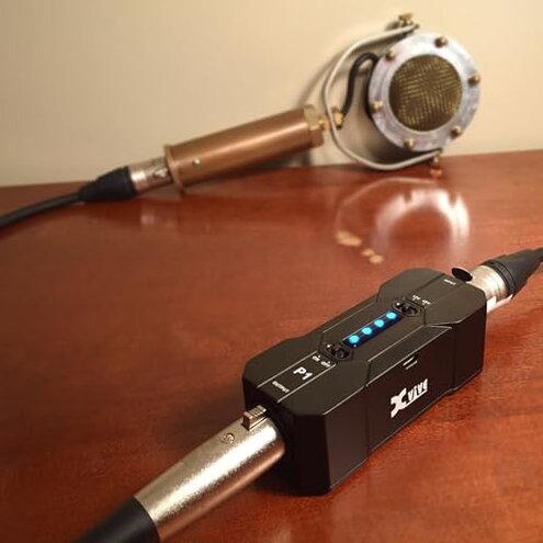 Xvive P1 Phantom Power Supply 48V/12V Switch,Up to 40 Hours of Use,Rechargeable Portable Phantom Power for Condenser/Shotgun Microphones, Mic Preamp, Recording Studios